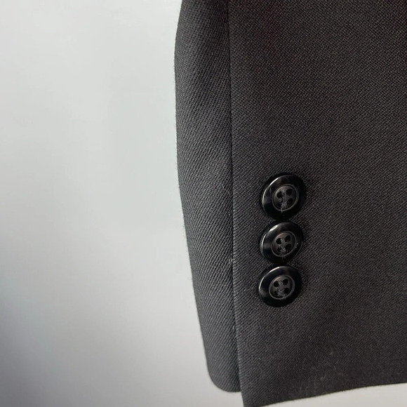 VINTAGE Wm. H. Leishman Mens Black Pure Wool 3 Button Single Breasted Jacket 42R - Picture 5 of 12